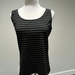 Black Tank Top with Silver Sparkle Stripes